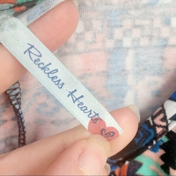 •-Reckless Heart Aztec Tribal Crop Top Ruffle F30 - Picture 6 of 7